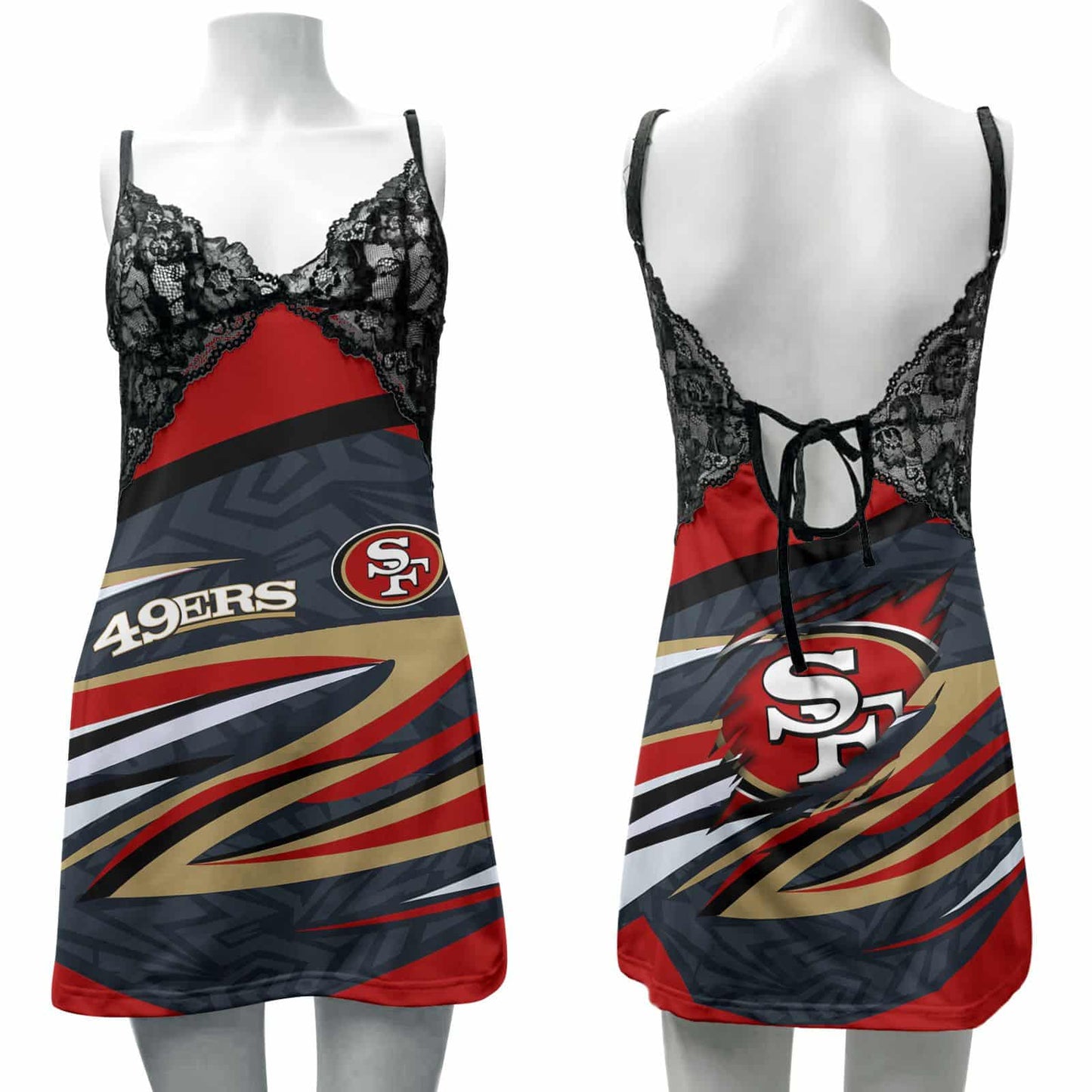 San Francisco 49ers Lace Back Strap Slip Dress 70