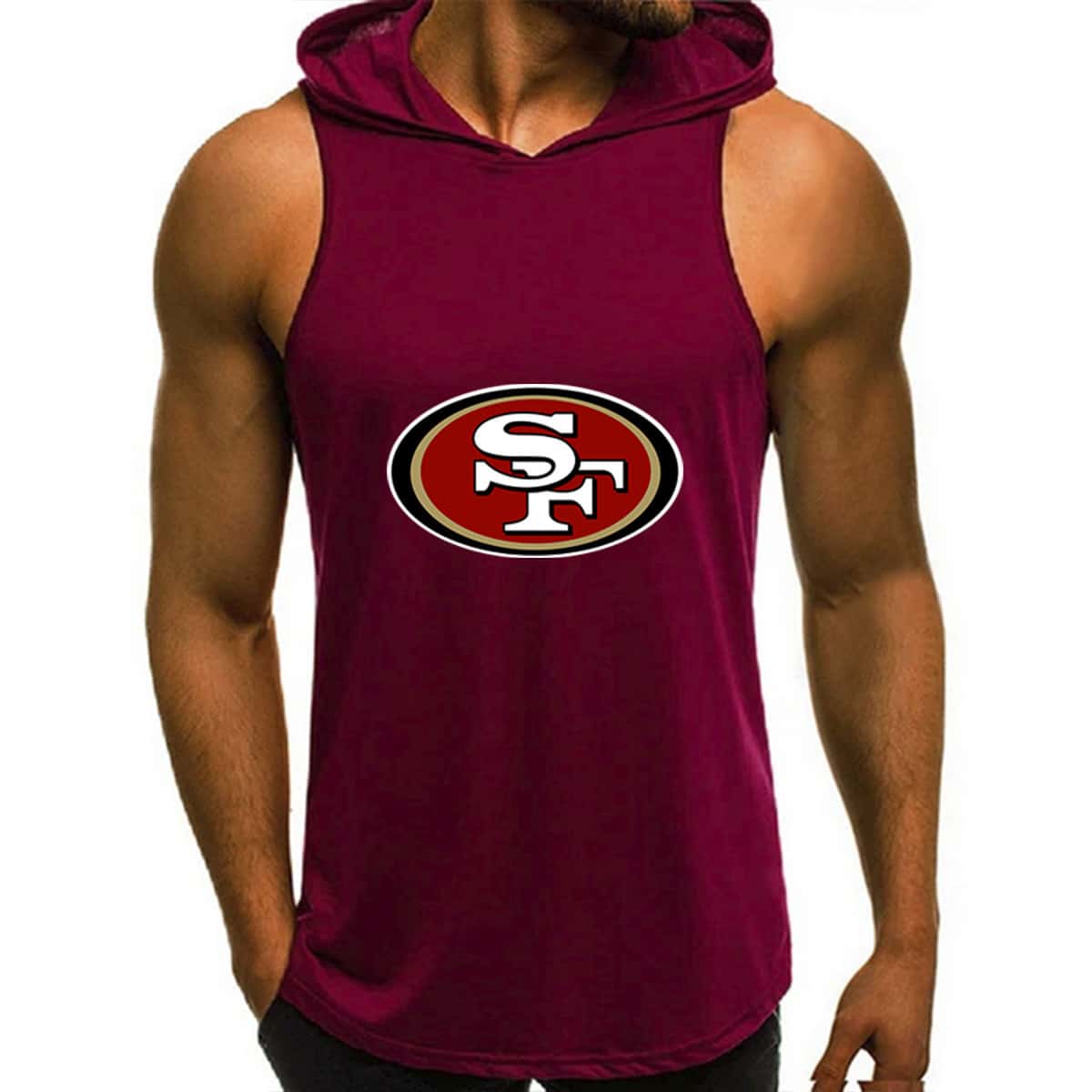 San Francisco 49ers Man Gym-Sport Hoodie Vest BG02