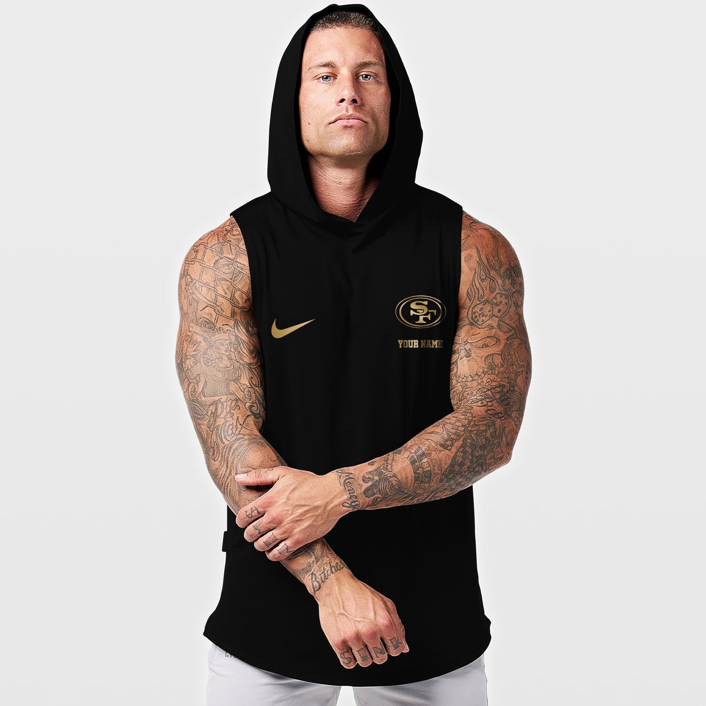 San Francisco 49ers Men Workout Hooded Tank Top AZMGSH060
