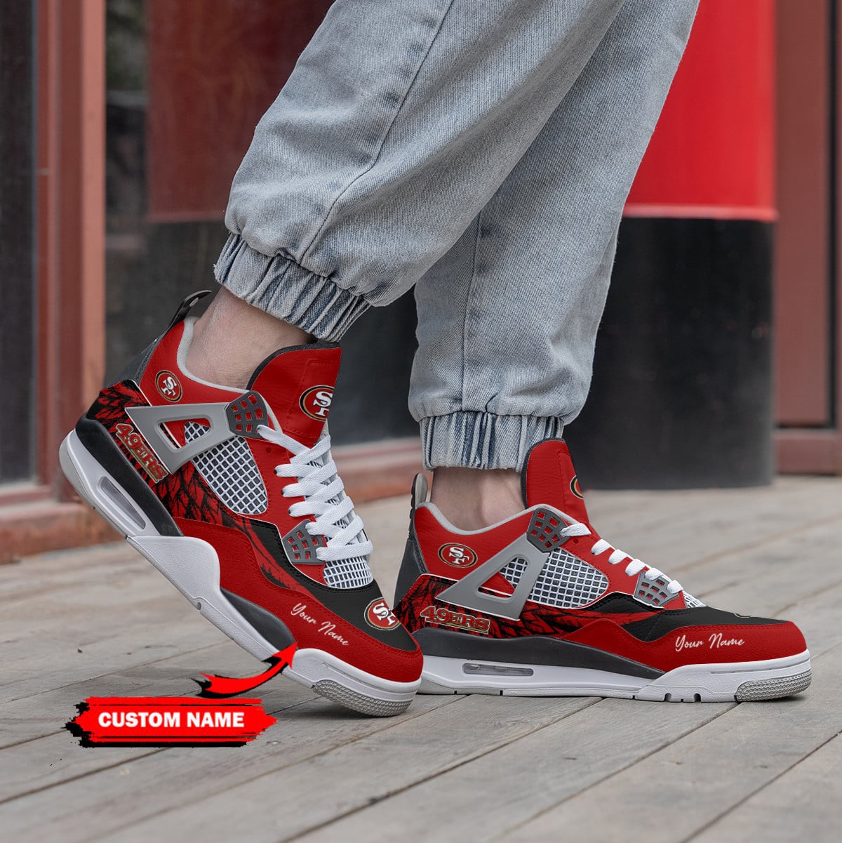 San Francisco 49ers Personalized AJ4 Sneaker BG206