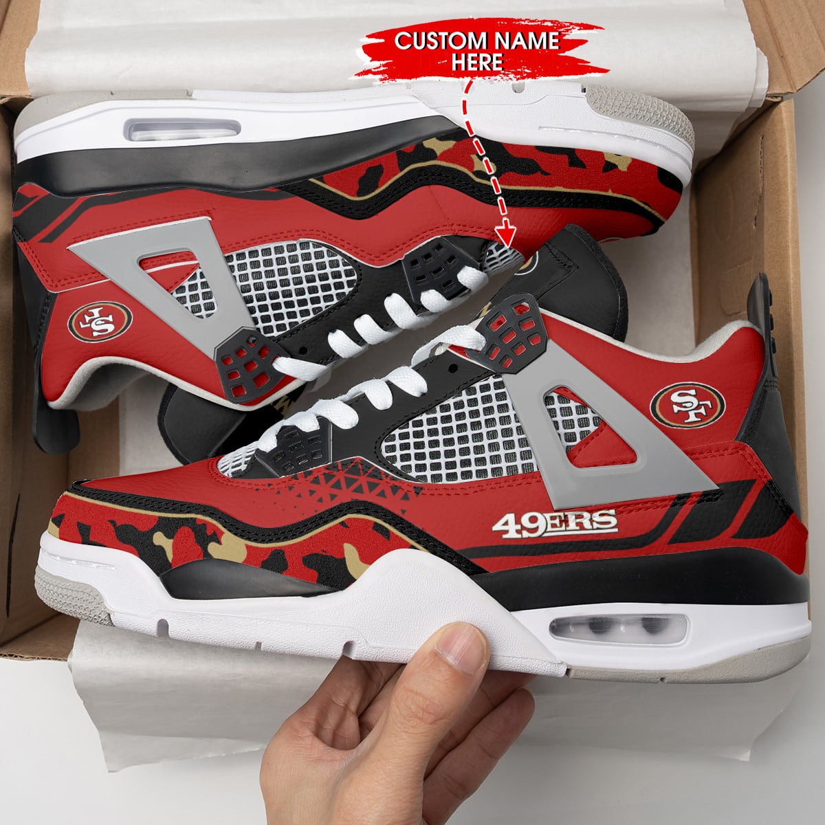 San Francisco 49ers Personalized AJ4 Sneaker BG223