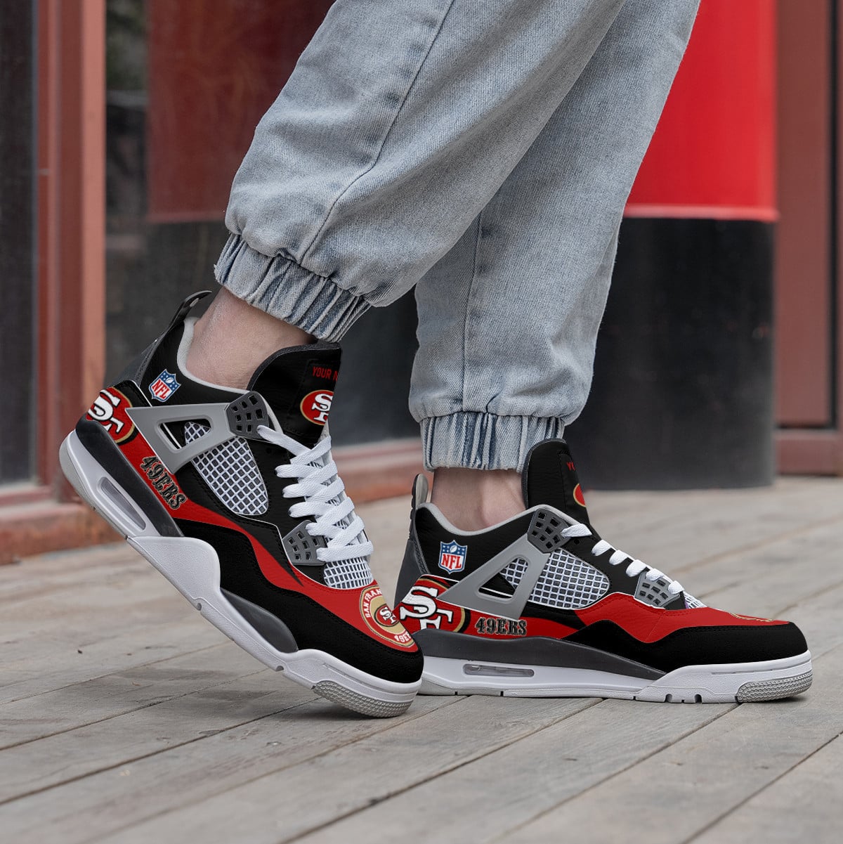 San Francisco 49ers Personalized AJ4 Sneaker BG248