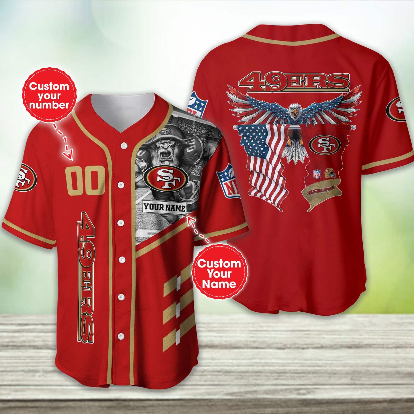 San Francisco 49ers Personalized Baseball Jersey BG415