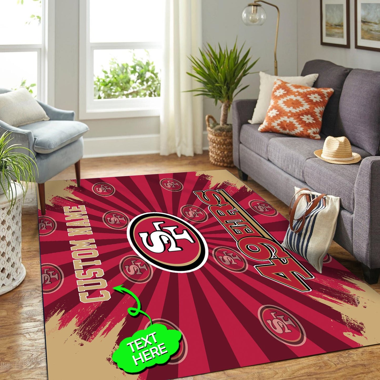 San Francisco 49ers Personalized Premium Rectangle Rug 68