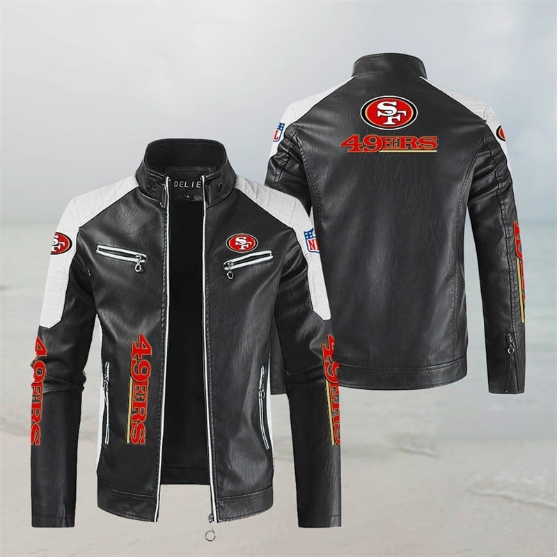 San Francisco 49ers Stand Collar Leather Jacket BG45
