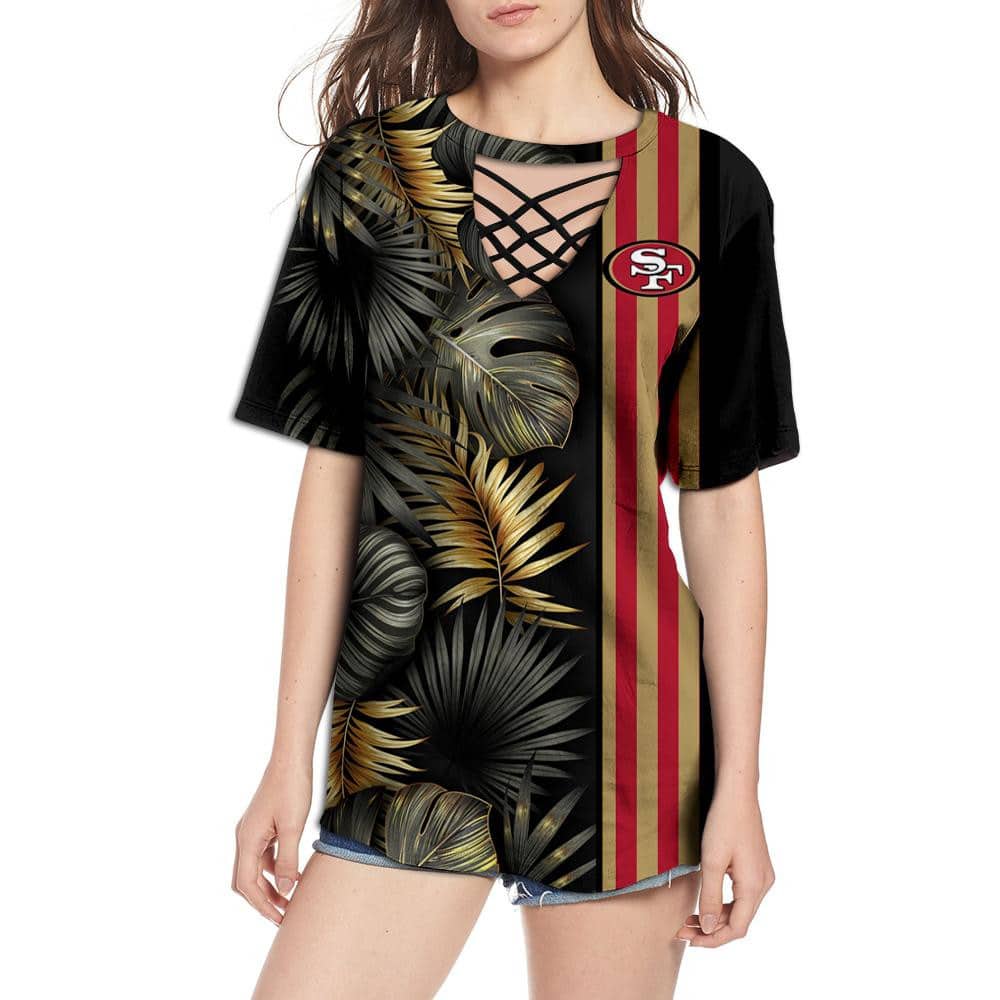 San Francisco 49Ers Women Summer String Short Sleeve Shirt BG37