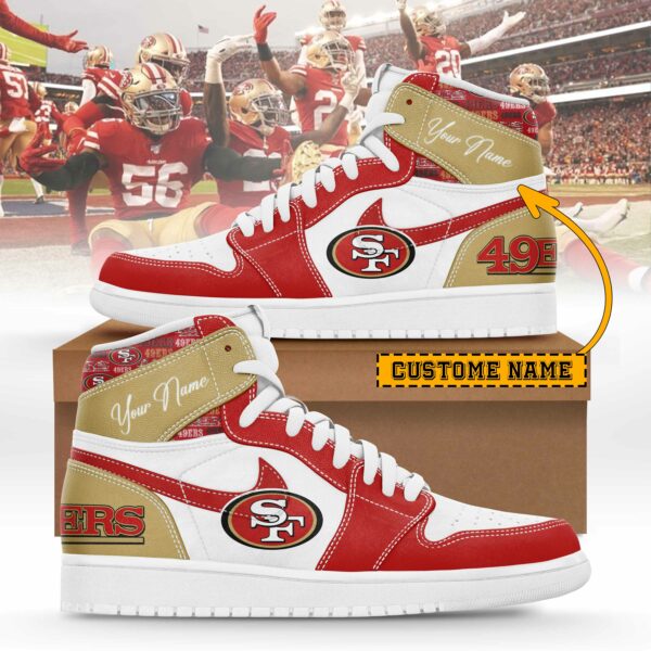 San Francisco 49ers Limited Edition High AJ1 Shoes with Custom Name AZBTAJ1SEW000028