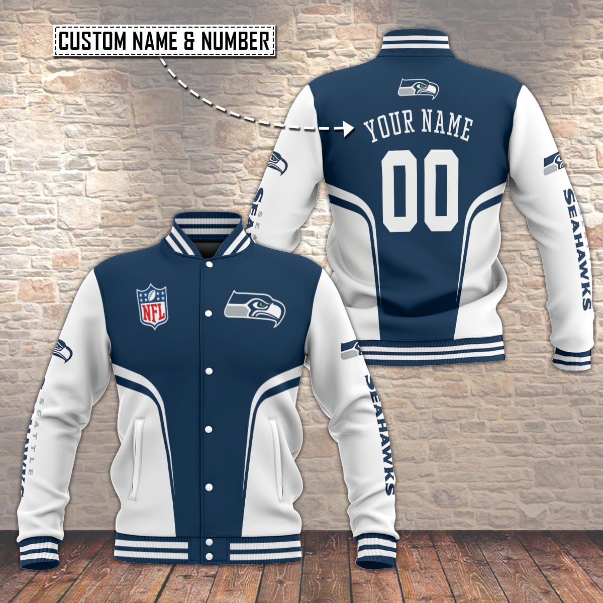 Seattle Seahawks Baseball Jacket 10