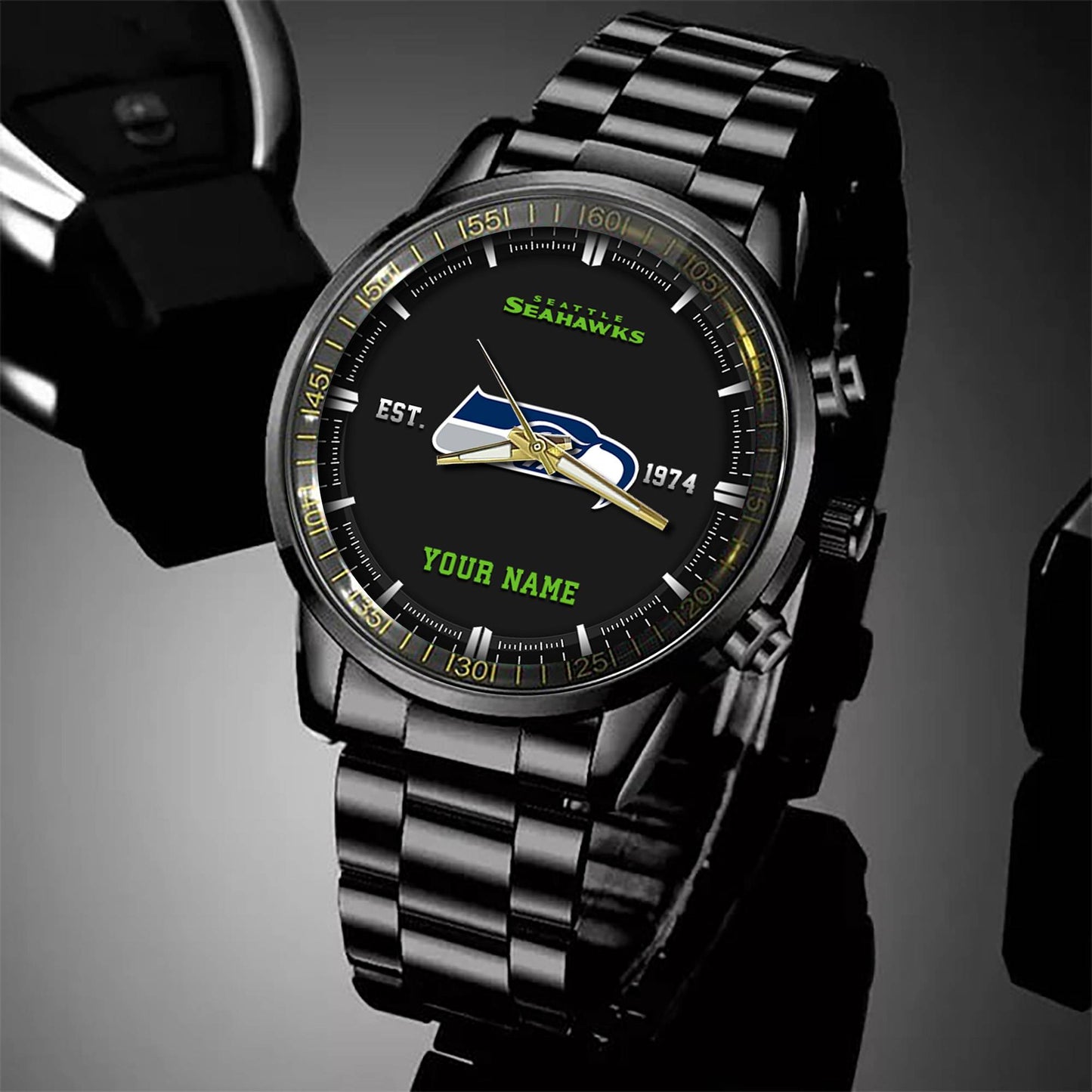 Seattle Seahawks Black Fashion Watch Gifts For Sport Fans AZWATCH083