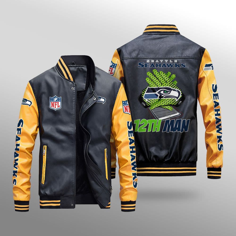 Seattle Seahawks Leather Bomber Jacket BG32