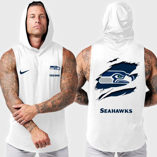 Seattle Seahawks Men Workout Hooded Tank Top AZMGSH029