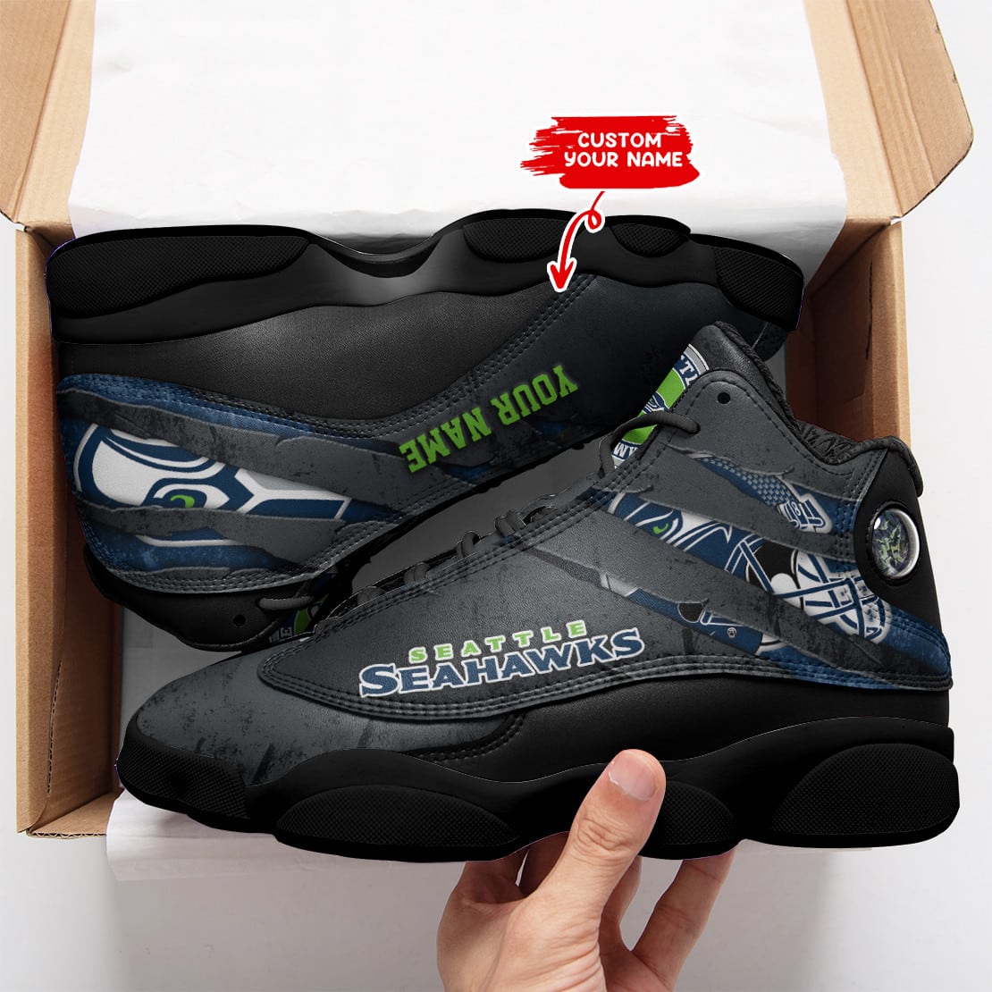 Seattle Seahawks Personalized AJD13 Sneakers BG202