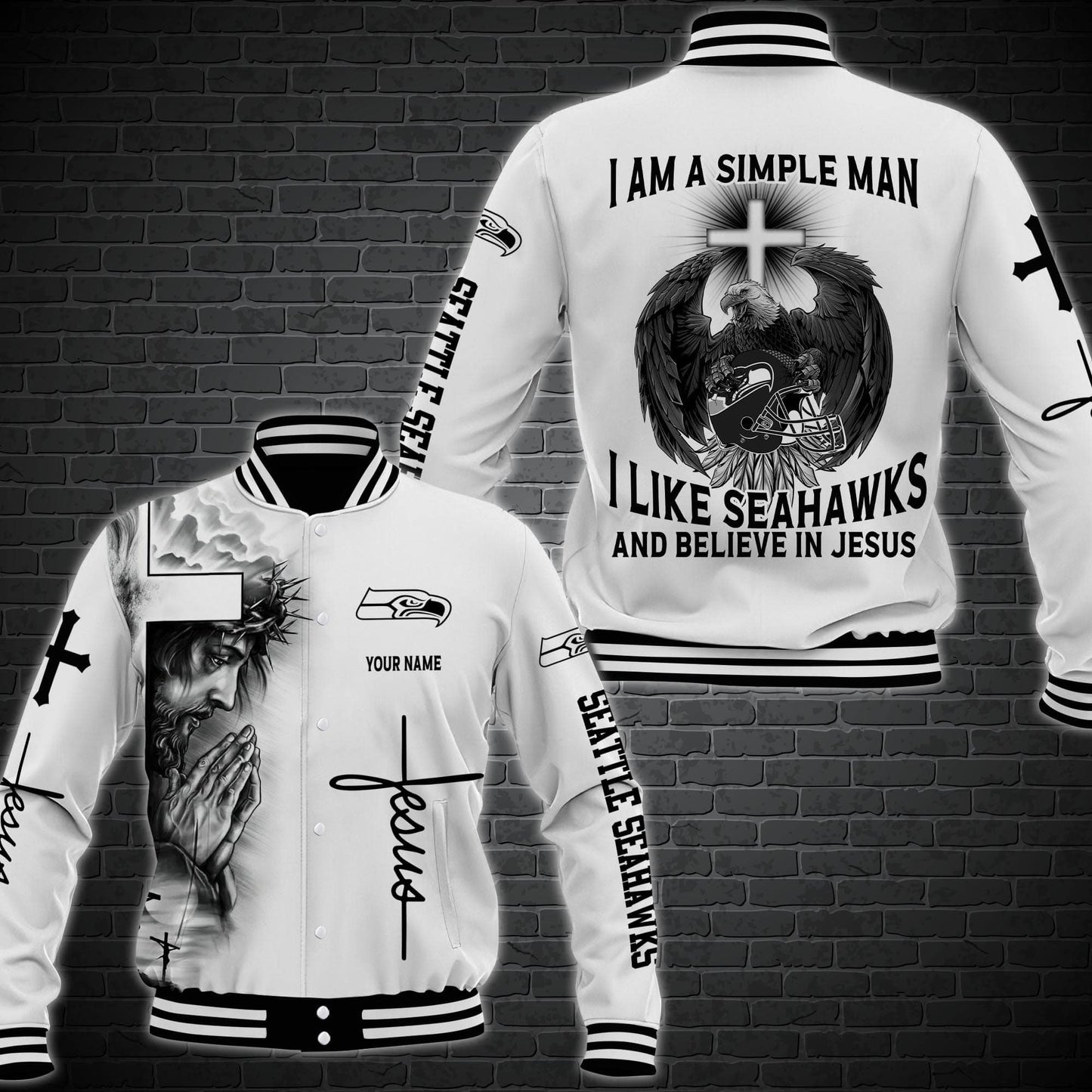 Seattle Seahawks Personalized Baseball Jacket 56