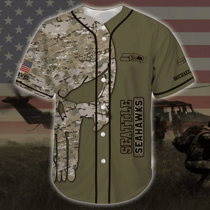 Seattle Seahawks Personalized Baseball Jersey BG116