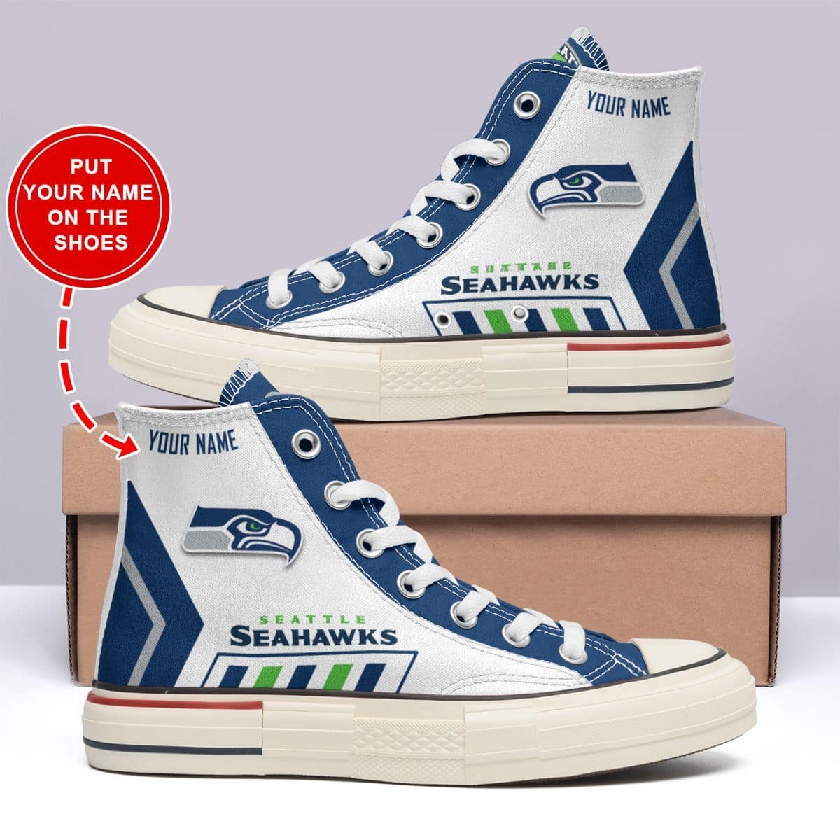 Seattle Seahawks Personalized New High Top Canvas Shoes 25