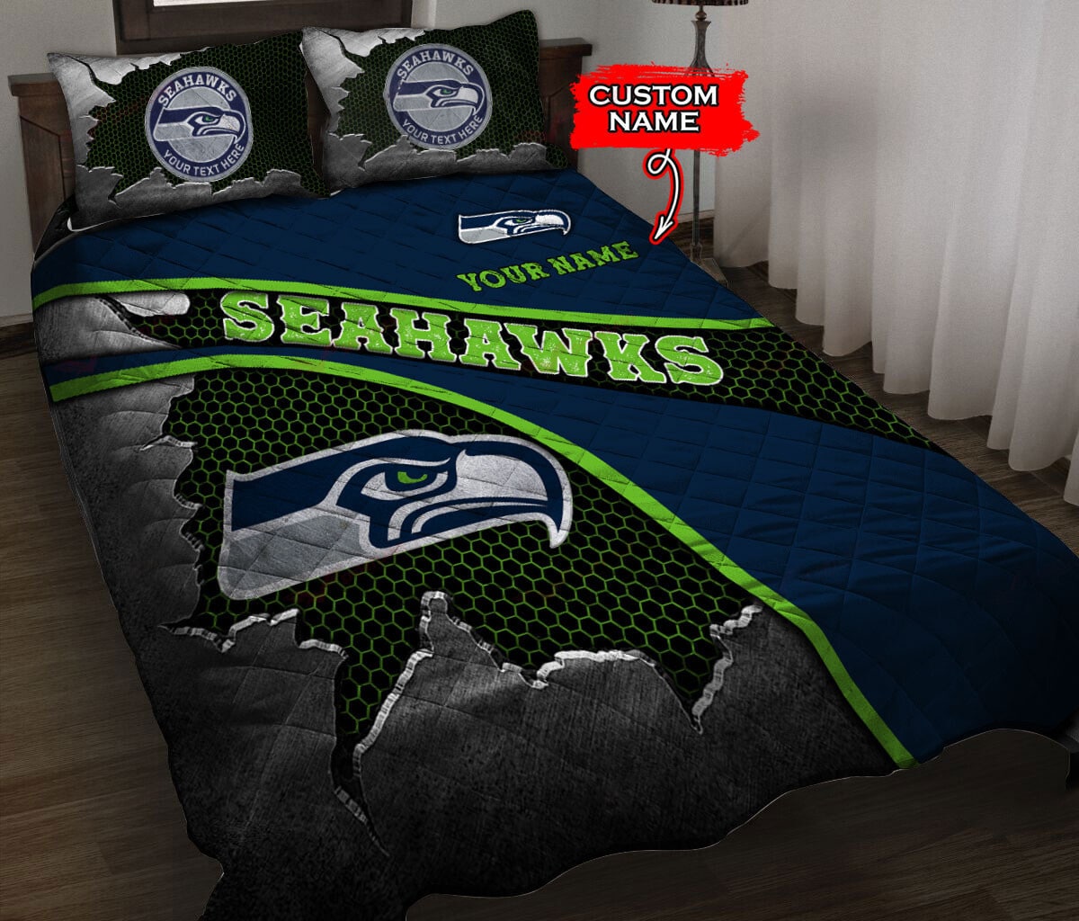 Seattle Seahawks Personalized Quilt Set BG143
