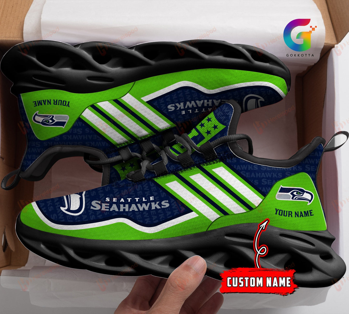 Seattle Seahawks Personalized Yezy Running Sneakers 135