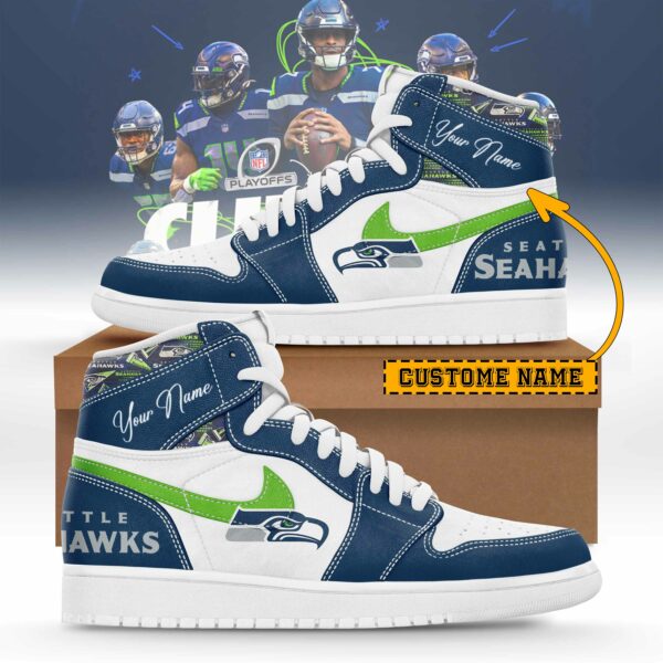 Seattle Seahawks Limited Edition High AJ1 Shoes with Custom Name AZBTAJ1SEW000029