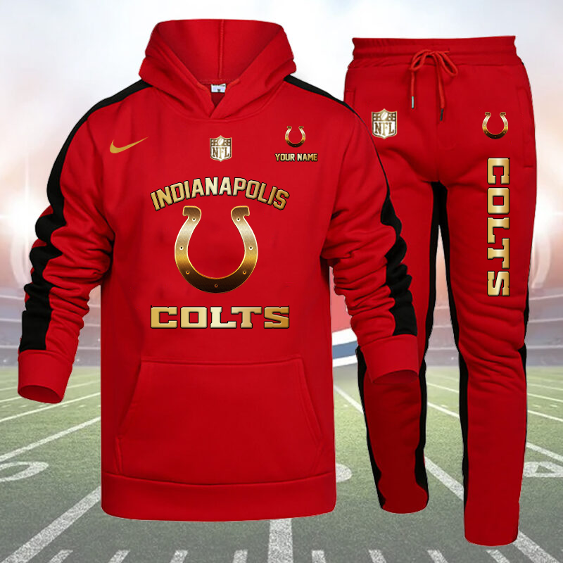 Indianapolis Colts Personalized Golden Logo Hoodie Set AZBTHS000014