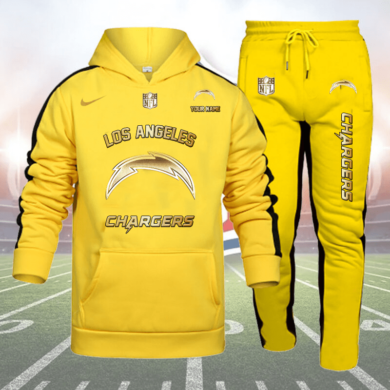 Los Angeles Chargers Personalized Golden Logo Hoodie Set AZBTHS000018