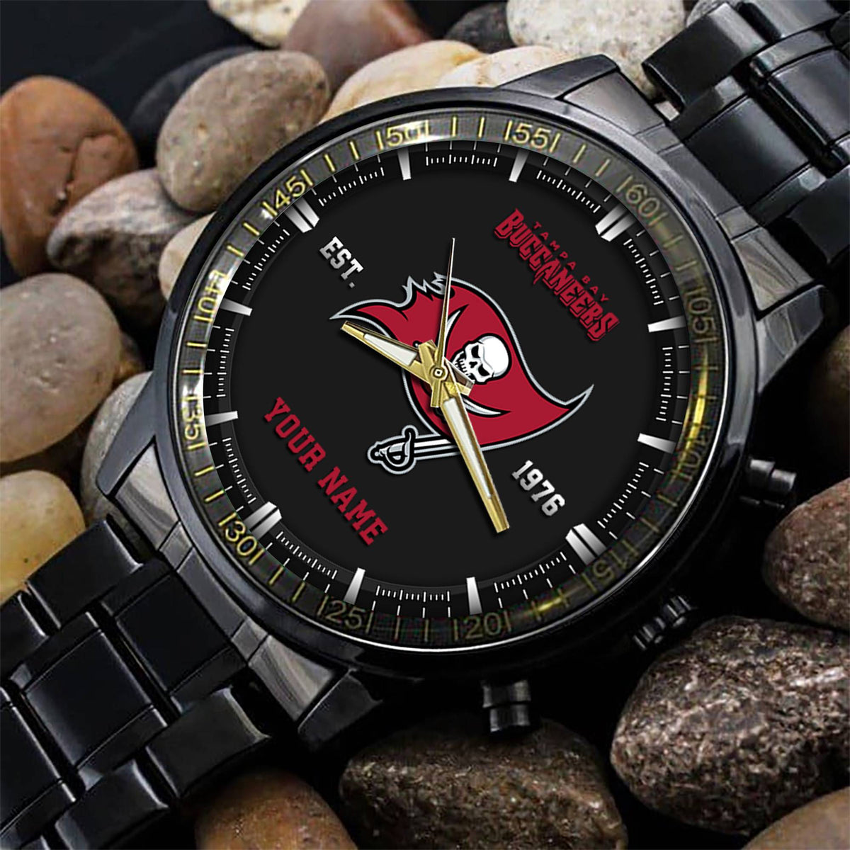 Tampa Bay Buccaneers Black Fashion Watch Gifts For Sport Fans AZWATCH084