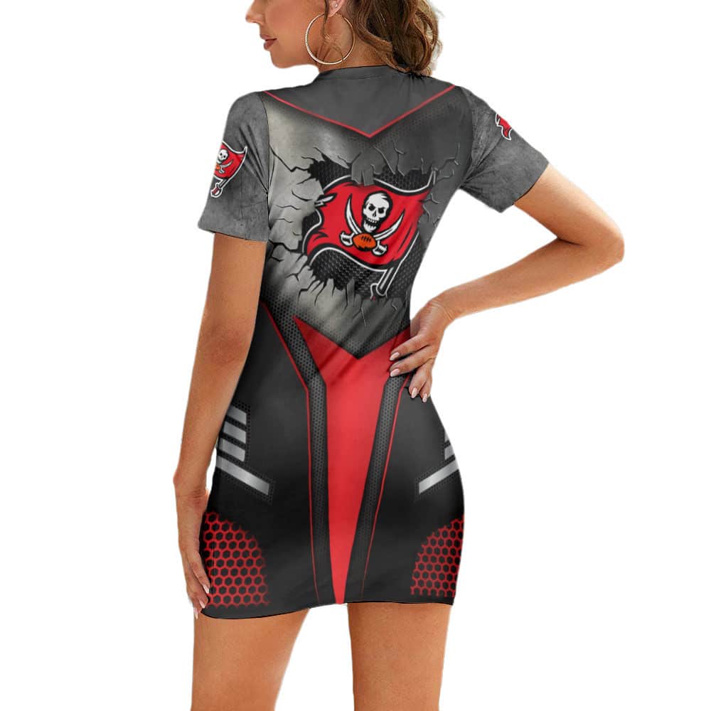 Tampa Bay Buccaneers Casual Short Sleeve Bodycon Mini Dress BG99