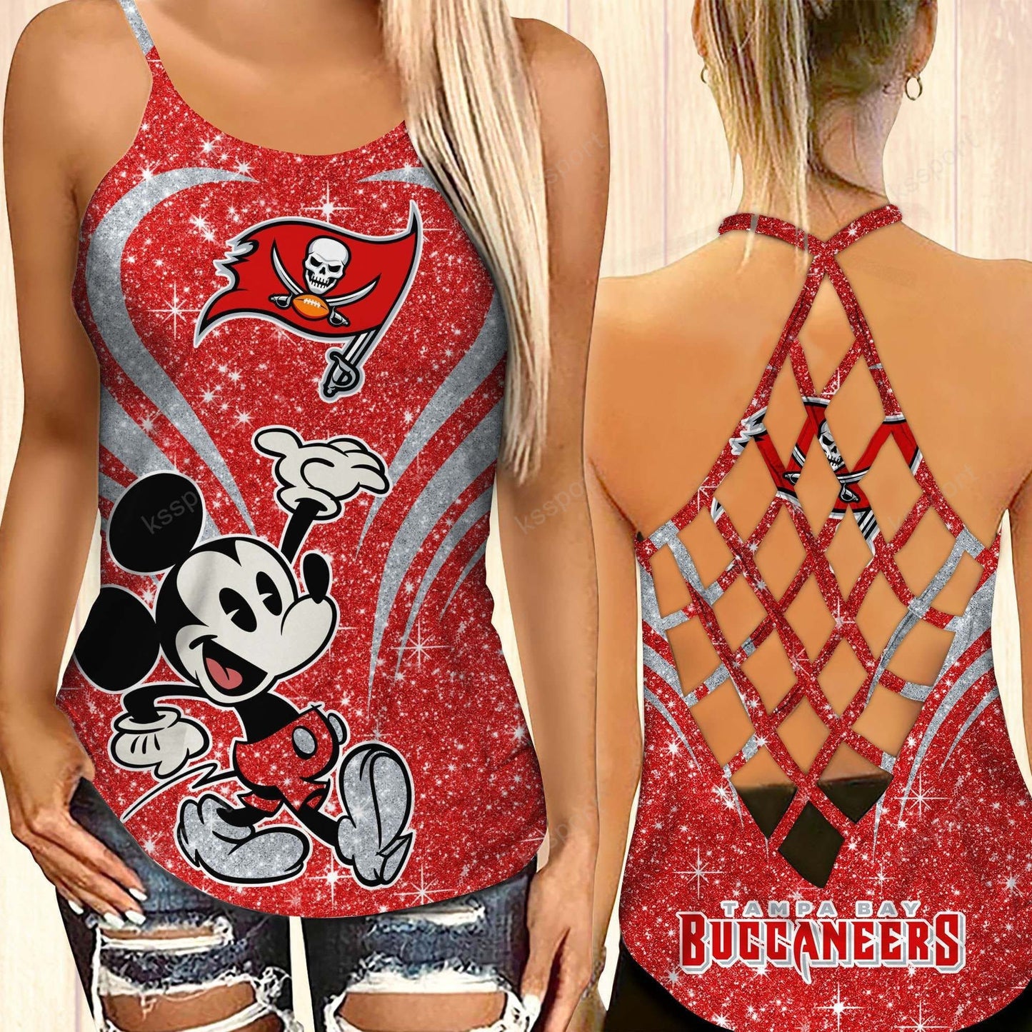 Tampa Bay Buccaneers Criss-cross Open Back Camisole Tank Top BG60