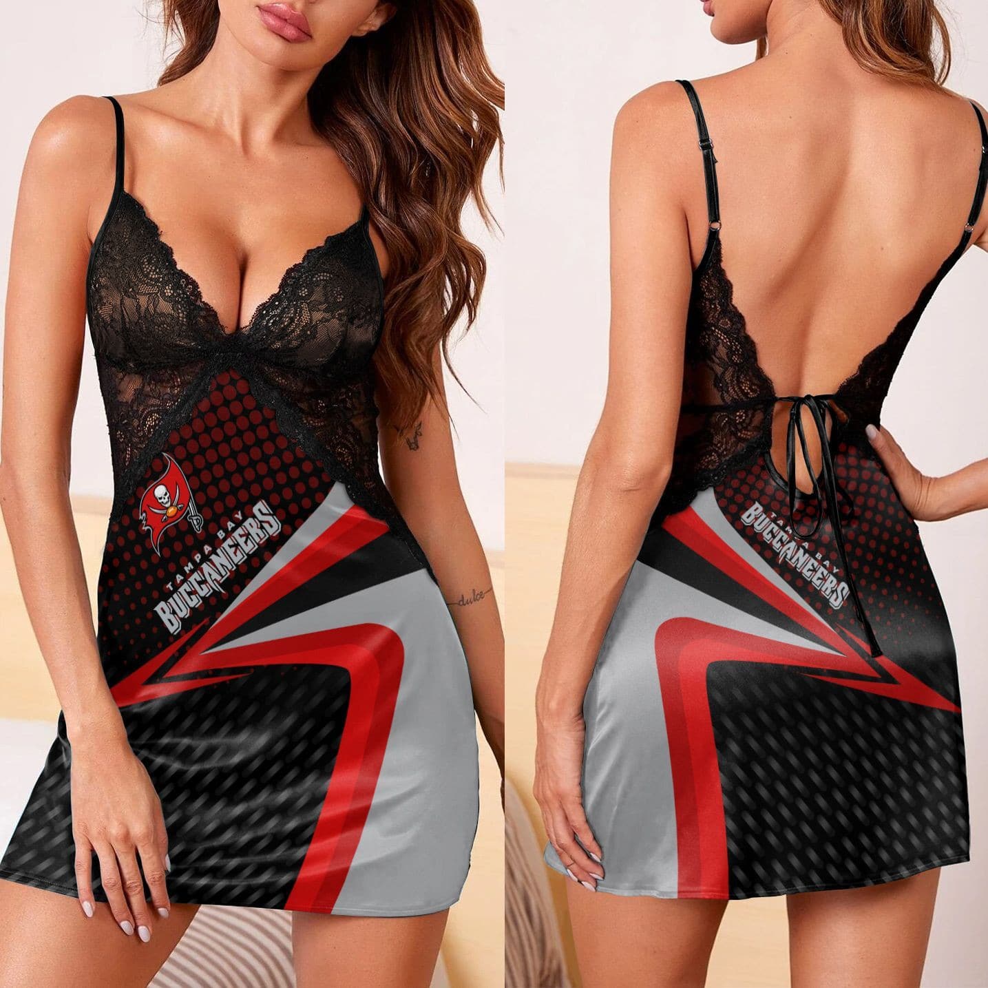 Tampa Bay Buccaneers Lace Back Strap Slip Dress 270