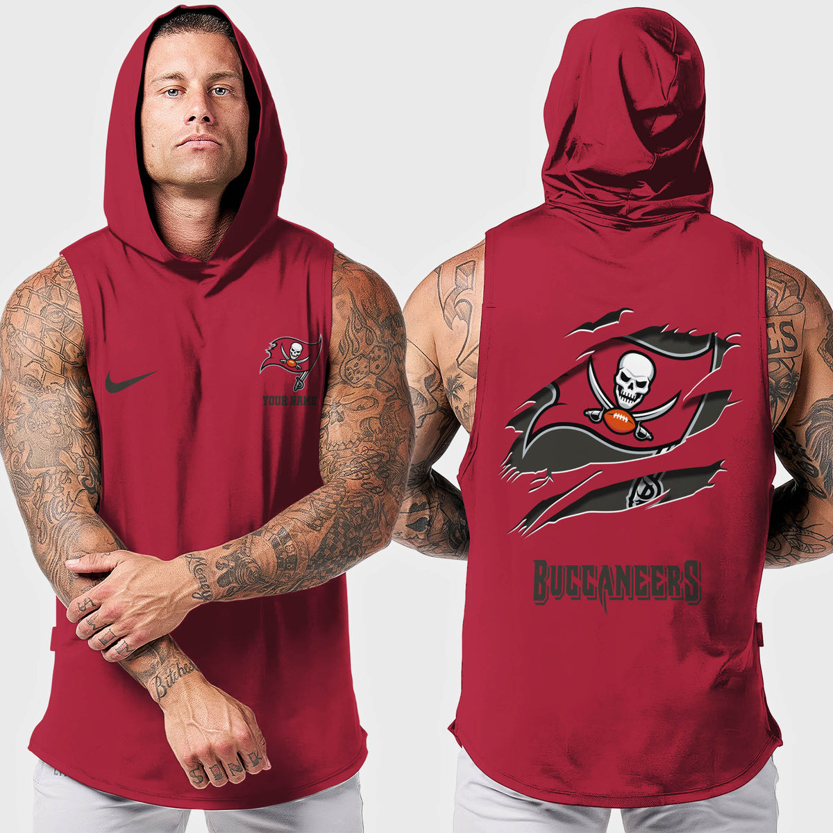 Tampa Bay Buccaneers Men Workout Hooded Tank Top AZMGSH030