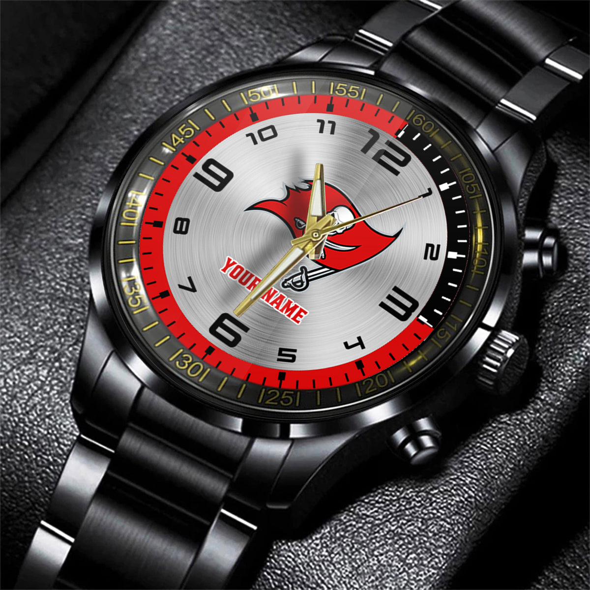 Tampa Bay Buccaneers Black Fashion Watch Gifts For Sport Fans AZWATCH030