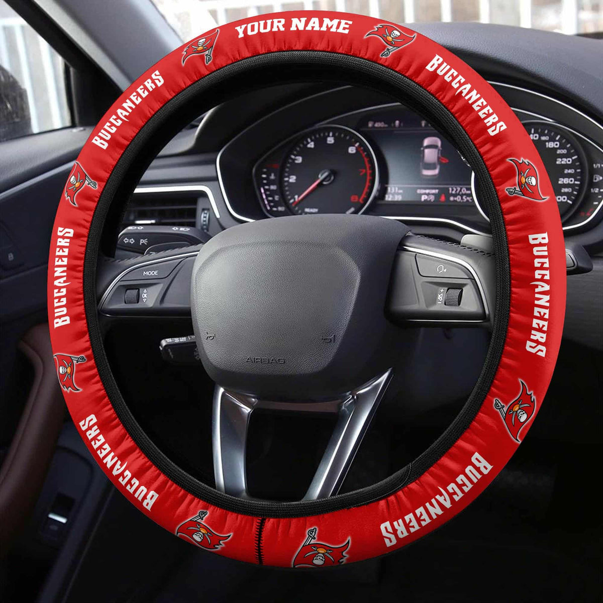 Tampa Bay Buccaneers Personalized 3D Steering Wheel Cover 93