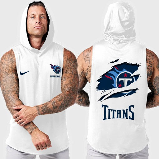 Tennessee Titans Men Workout Hooded Tank Top AZMGSH031
