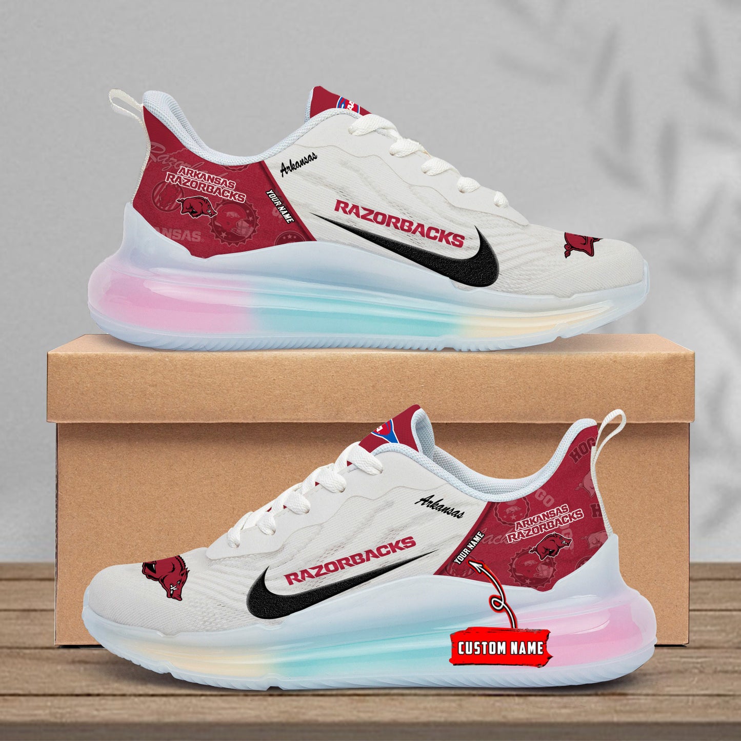 Arkansas Razorbacks Rainbow Cushion Running Shoes AZBTCRS00054