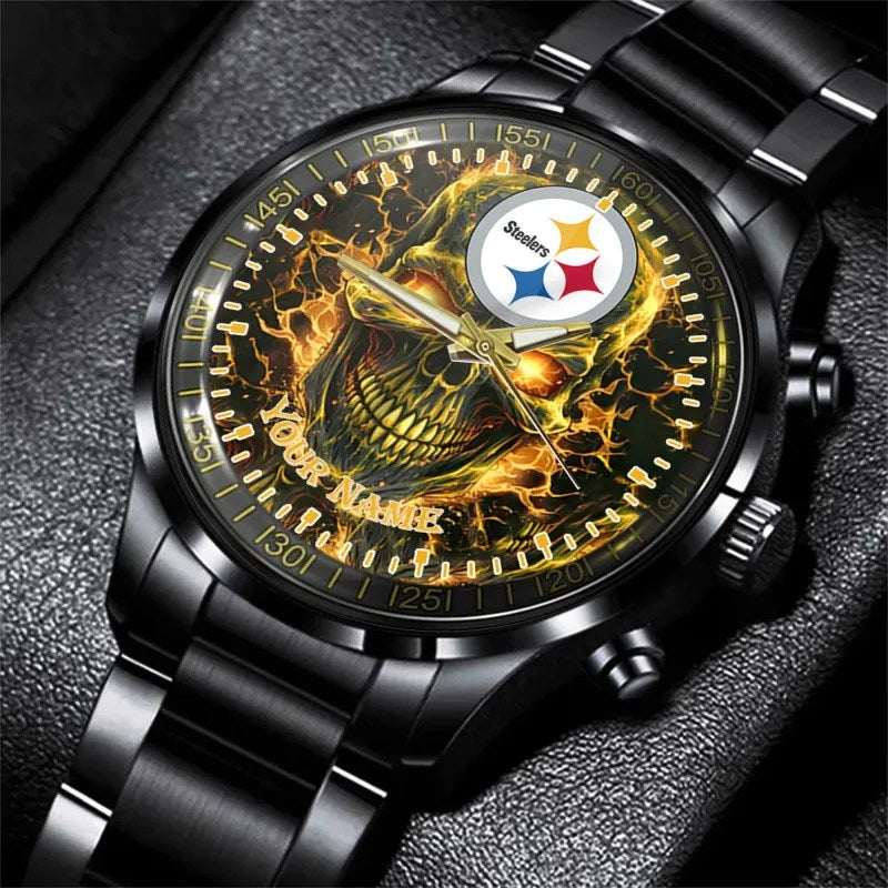 Pittsburgh Steelers Black Fashion Watch Gifts For Sport Fans AZWATCH45-2