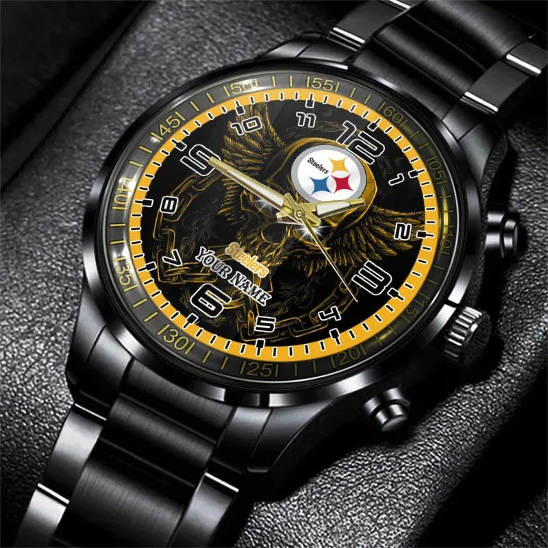 Pittsburgh Steelers Black Fashion Watch Gifts For Sport Fans AZWATCH45-3