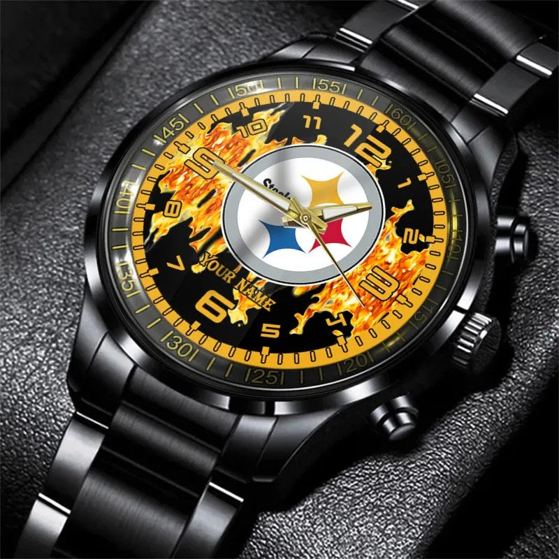 Pittsburgh Steelers Black Fashion Watch Gifts For Sport Fans AZWATCH45-4