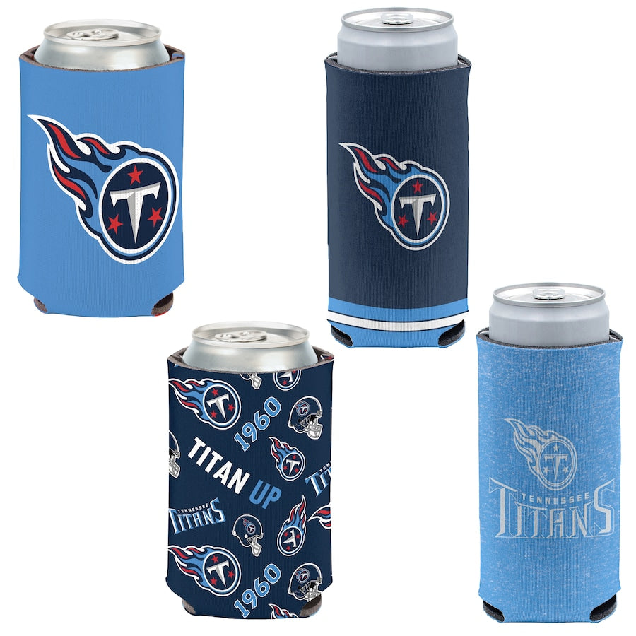 Tennessee Titans 4-Pack 12oz Can & Slim Can Cooler Set Gifts For Fan New 2025 AZHACCS000025