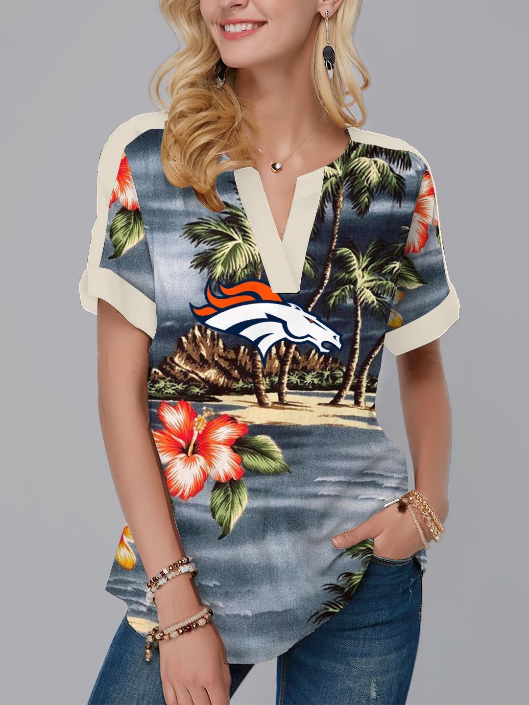 Denver Broncos Fashion Short Sleeve V-Neck Shirt AZSSV286