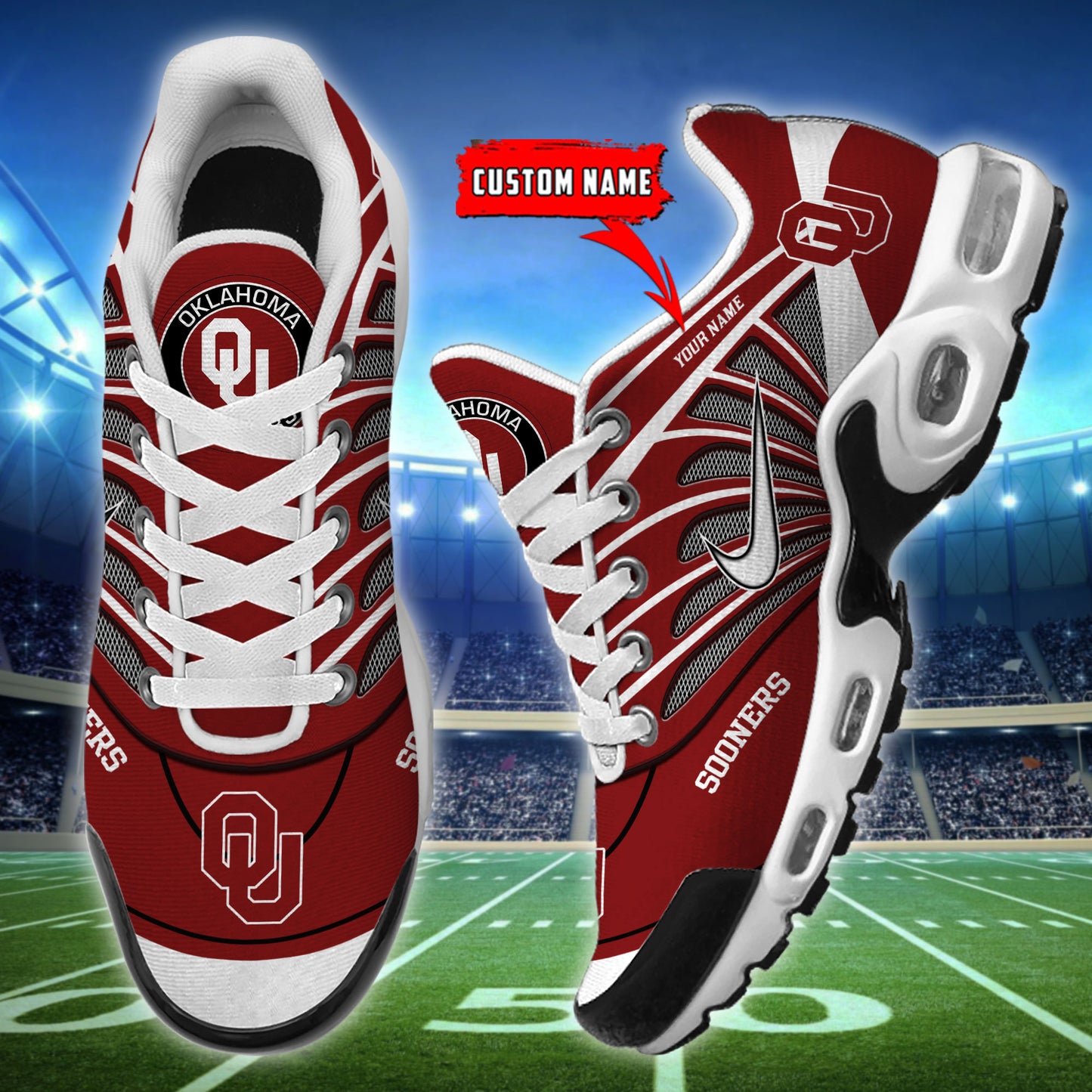 Oklahoma Sooners  New Personalized T-N Youth Sneakers AZBTTNS000114