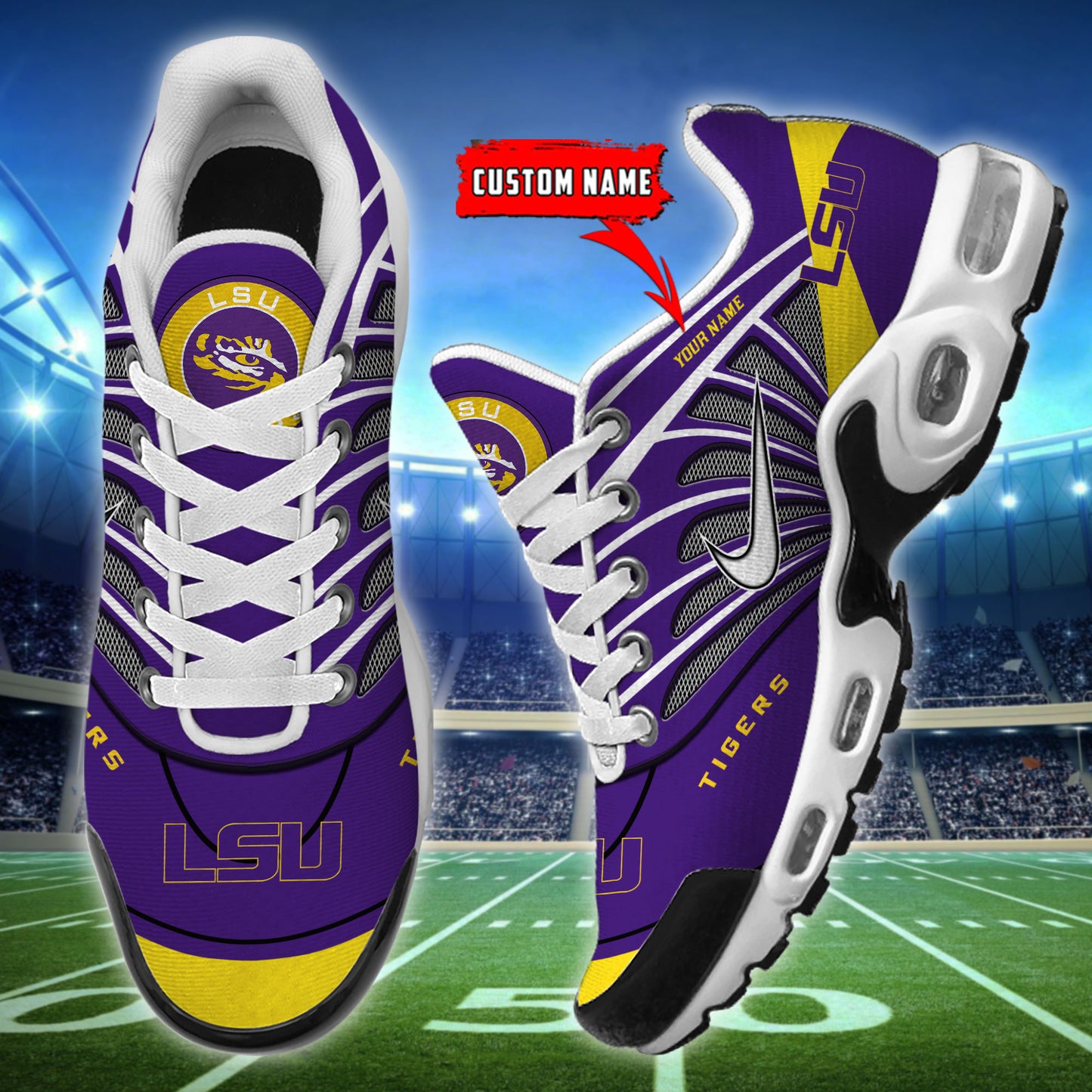 LSU Tigers  New Personalized T-N Youth Sneakers AZBTTNS000119
