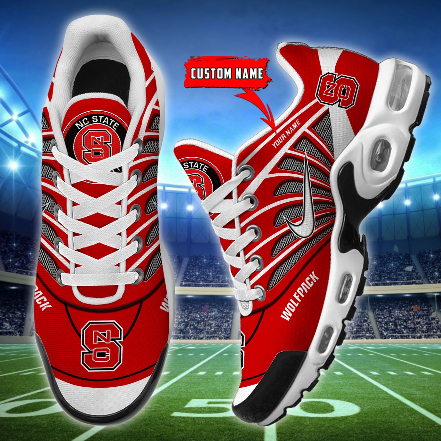 NC State Wolfpack New Personalized T-N Youth Sneakers AZBTTNS000124