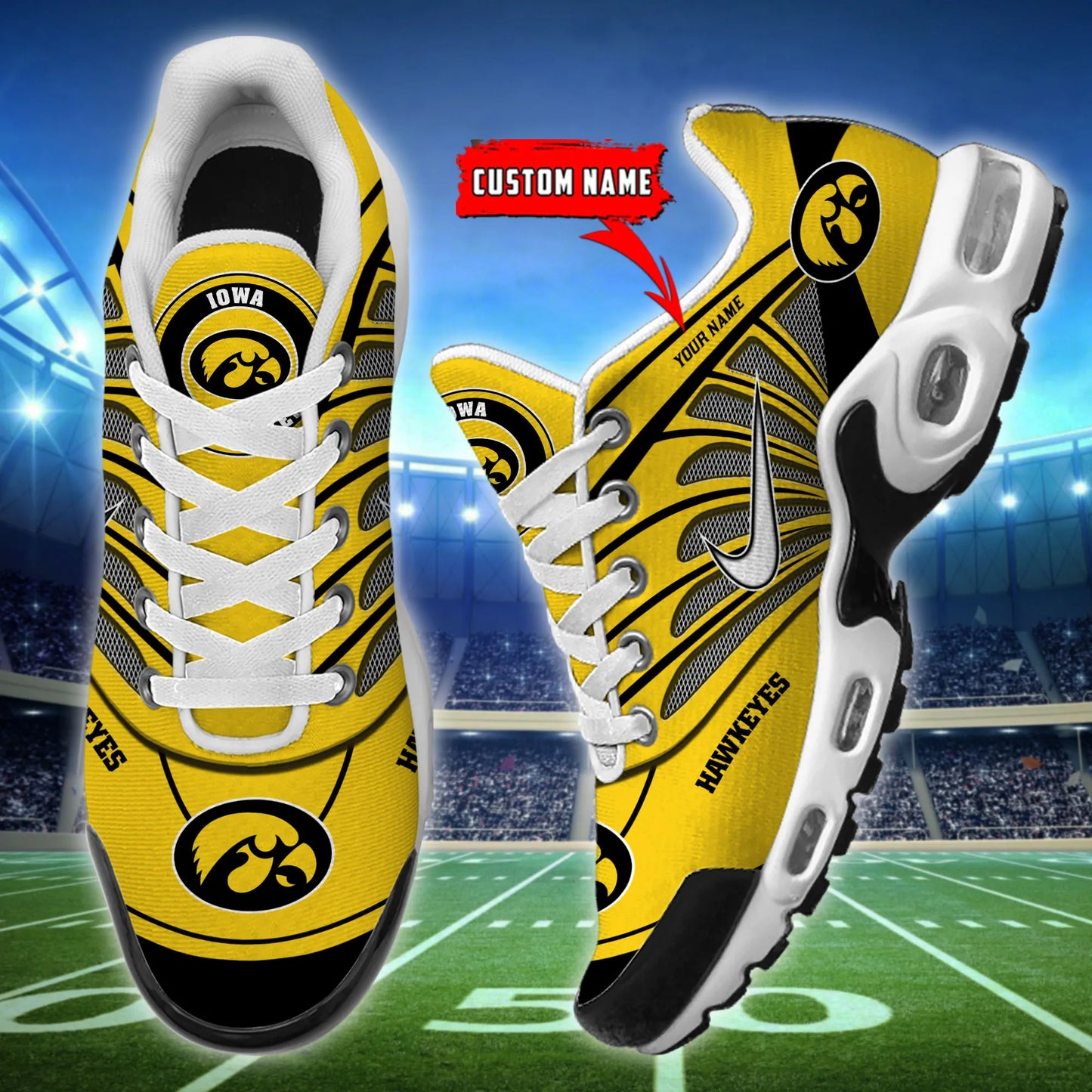 Iowa Hawkeyes  New Personalized T-N Youth Sneakers AZBTTNS000108