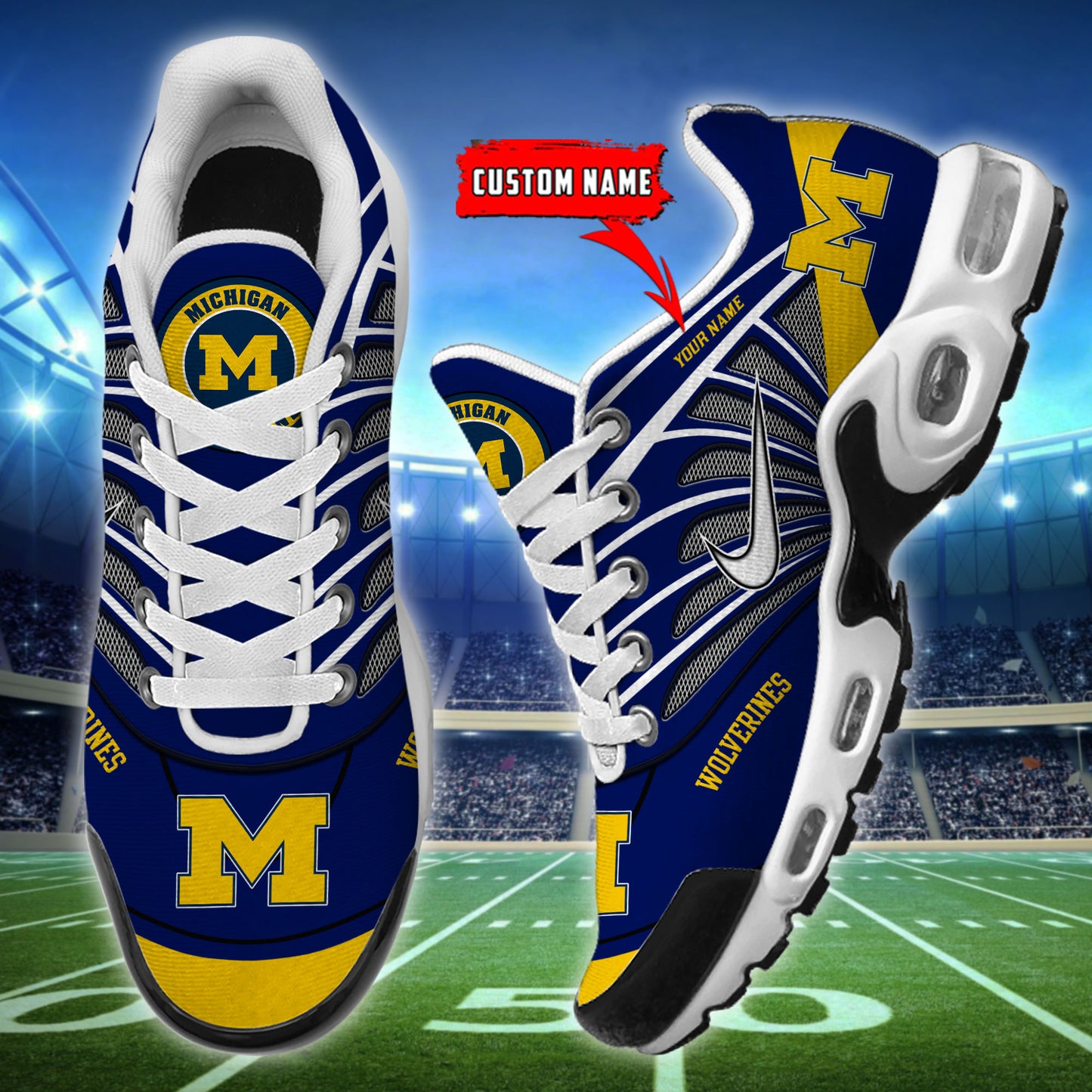 Michigan Wolverines  New Personalized T-N Youth Sneakers AZBTTNS000100