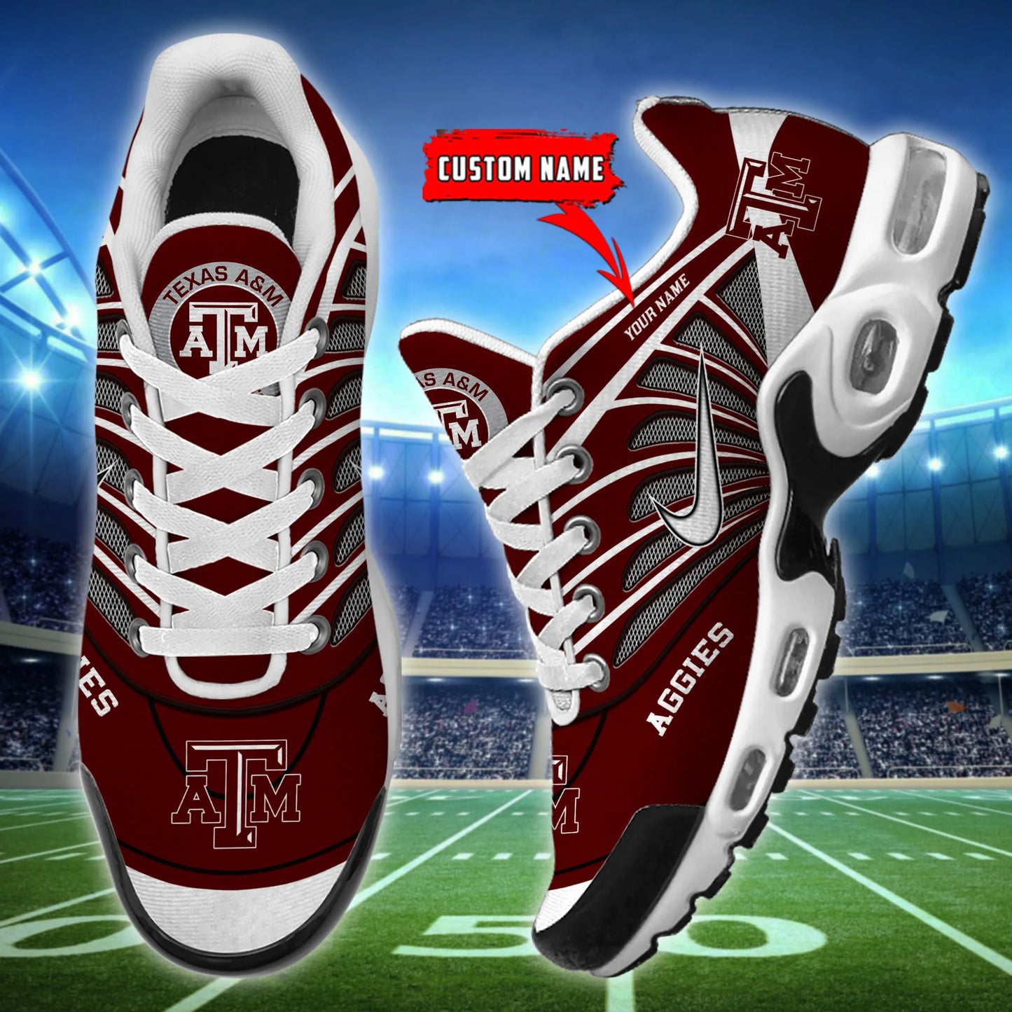 Texas A_M Aggies New Personalized T-N Youth Sneakers AZBTTNS000102