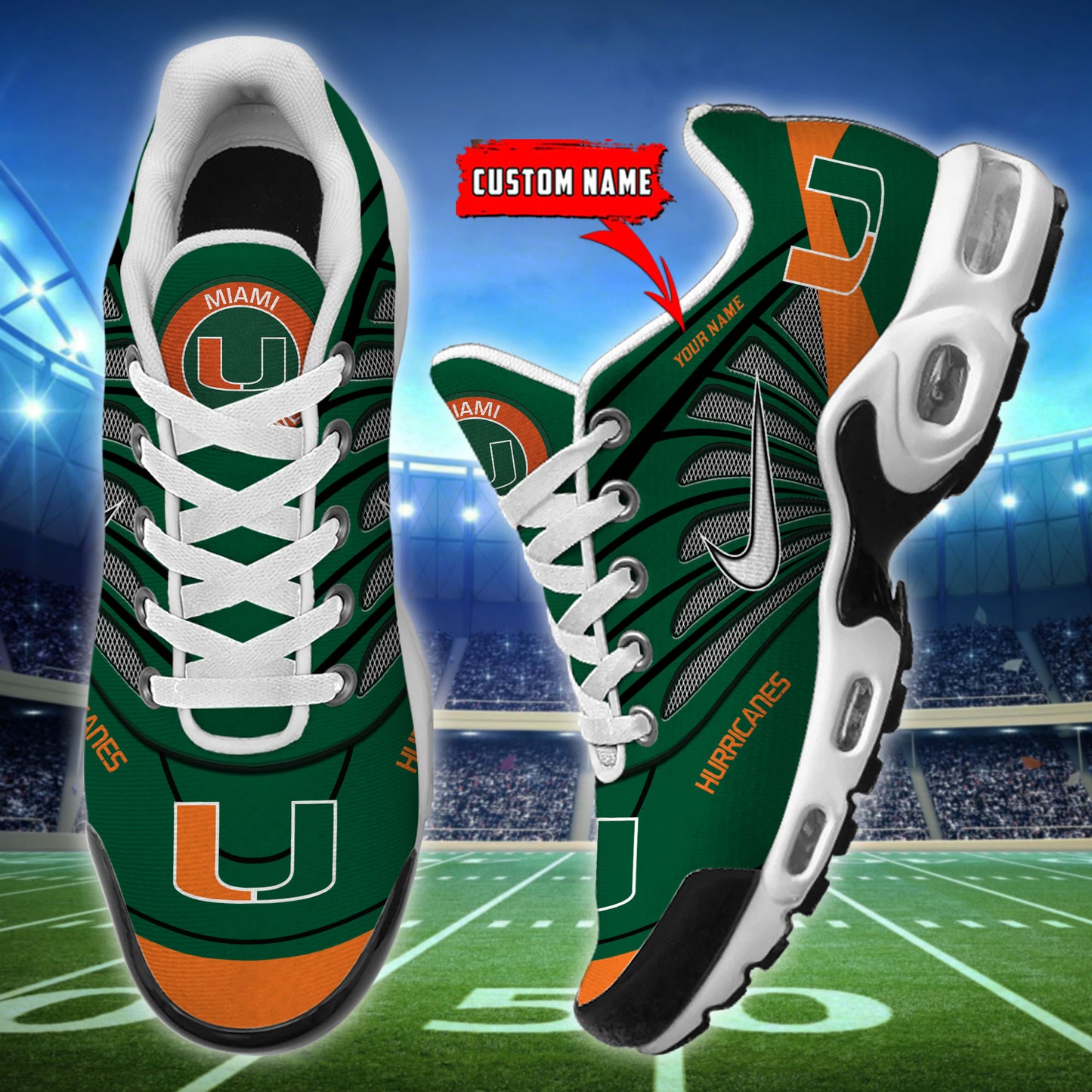 Miami Hurricanes  New Personalized T-N Youth Sneakers AZBTTNS000110