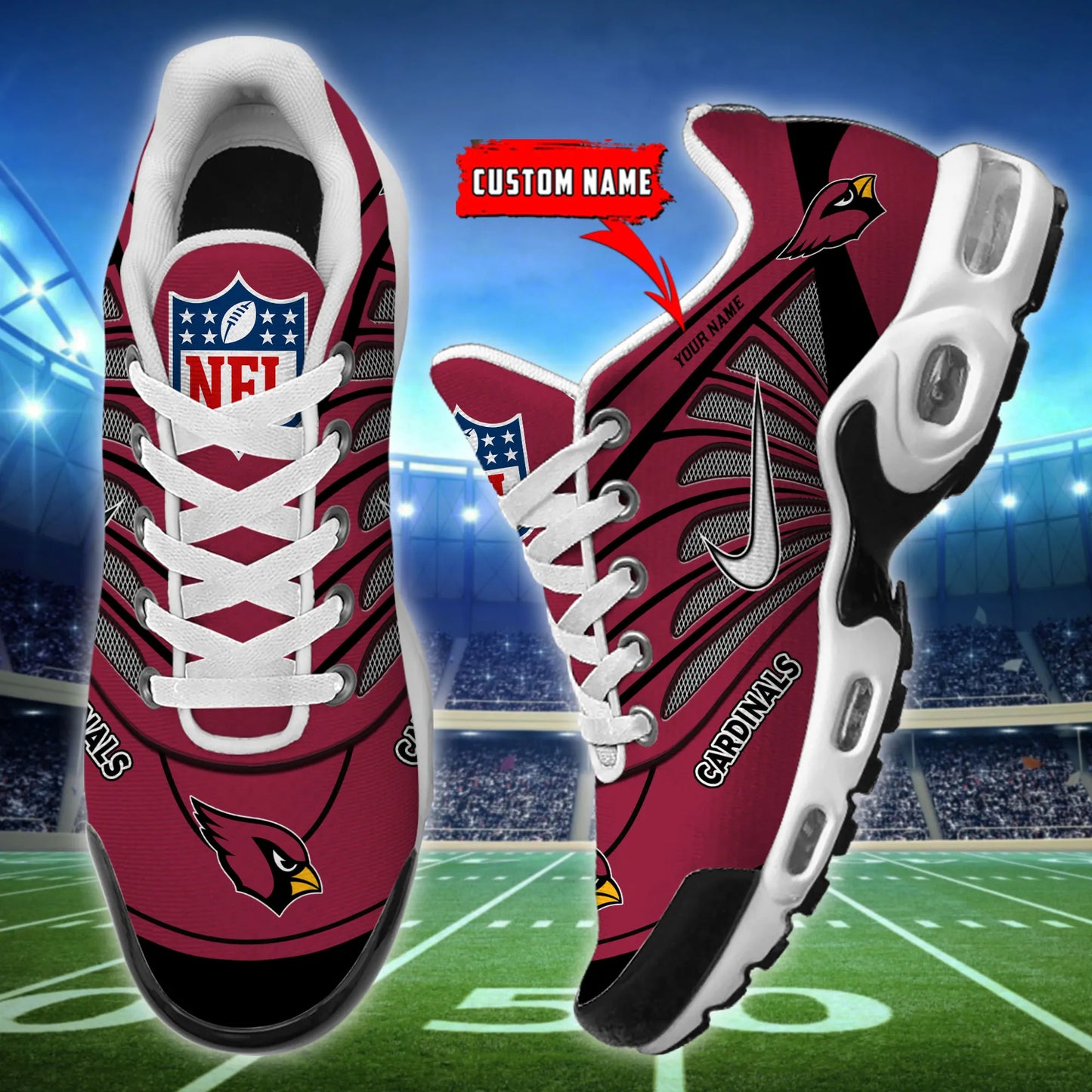 Arizona Cardinals  New Personalized T-N Youth Sneakers AZBTTNS000084