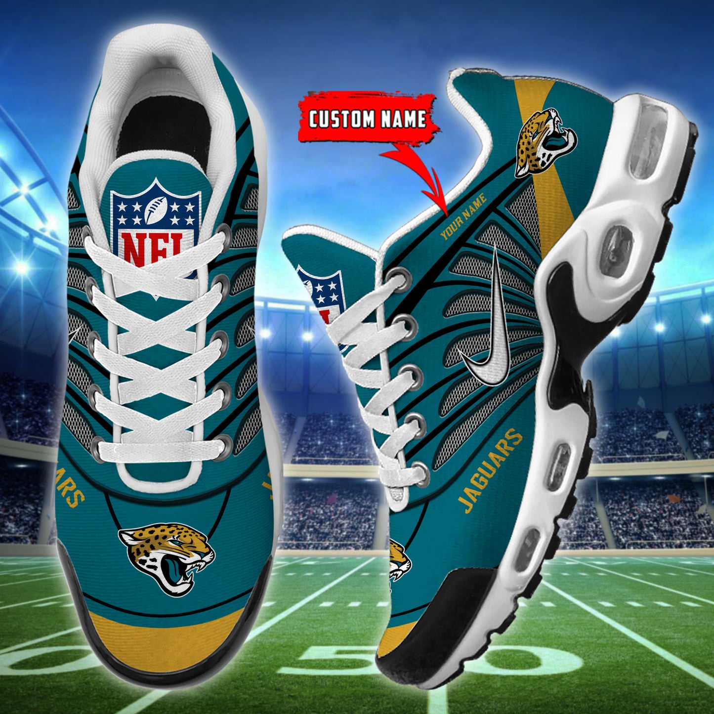 Jacksonville Jaguars  New Personalized T-N Youth Sneakers AZBTTNS000083