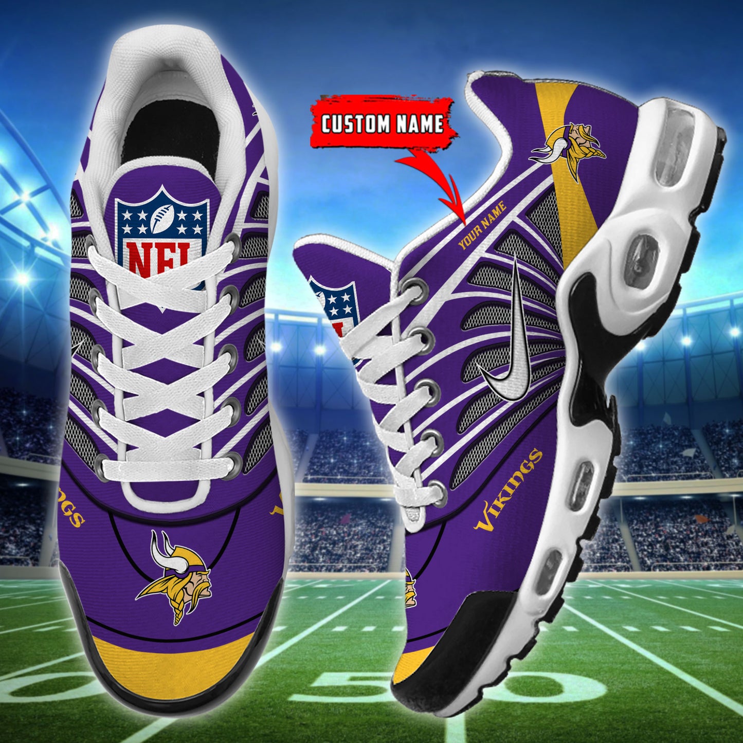 Minnesota Vikings  New Personalized T-N Youth Sneakers AZBTTNS000091