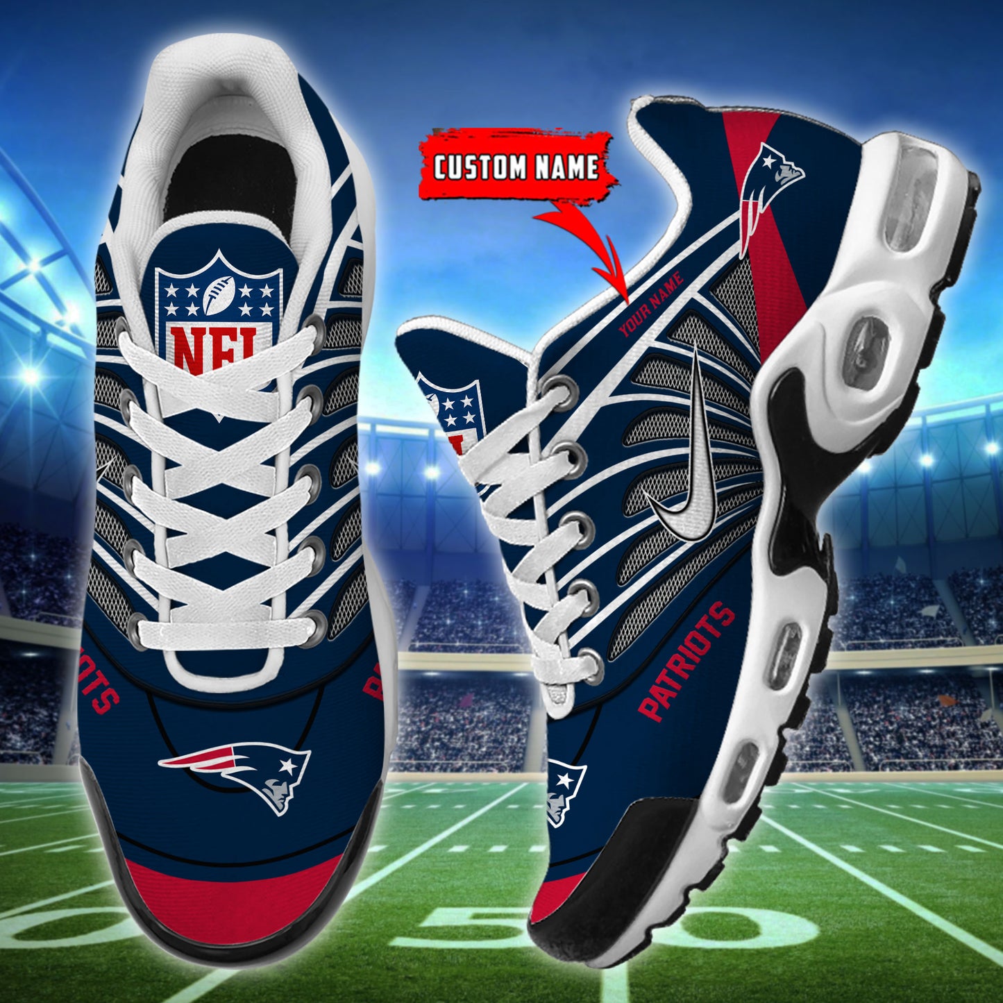 New England Patriots New Personalized T-N Youth Sneakers AZBTTNS000092