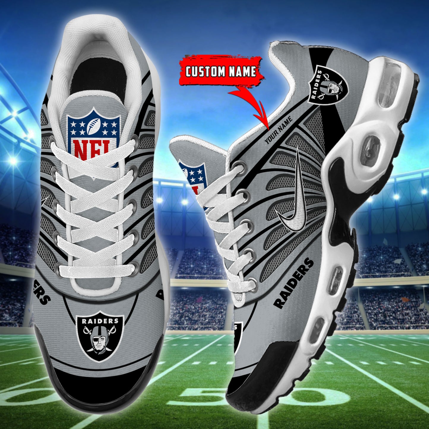 Las Vegas Raiders New Personalized T-N Youth Sneakers AZBTTNS000065